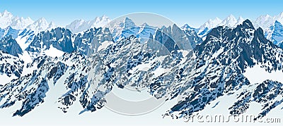 Vector seamless Pakistan mountains karakoram himalayan panorama Vector Illustration