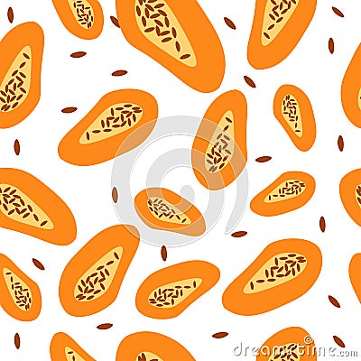 Vector seamless papaya pattern sliced papaya tropical texture decorative nature wallpaper series sweet fabric Vector Illustration