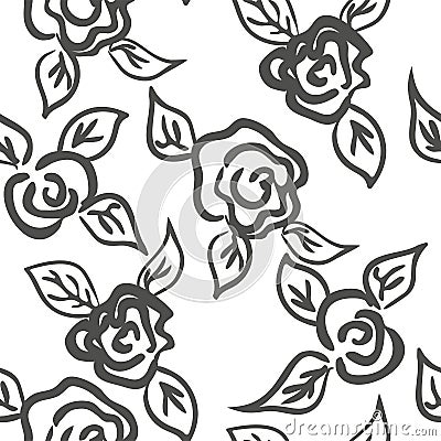 Vector seamless patern graphic roses on a background Vector Illustration