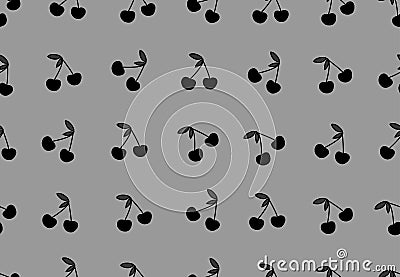 Vector seamless pattern with abstract black cherries. Vector Illustration