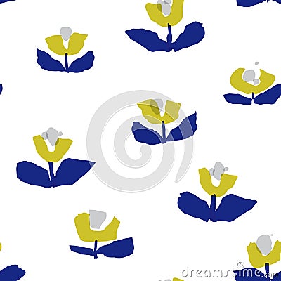 Vector seamless pattern, abstract stylized chunky flowers Vector Illustration