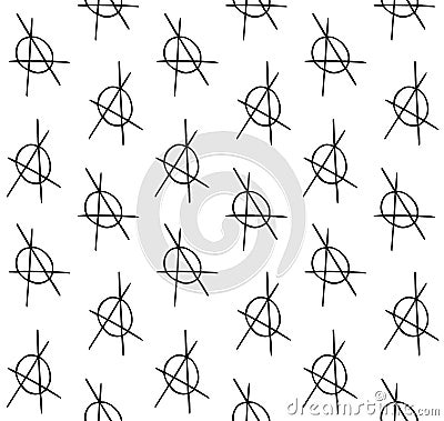 Vector seamless pattern of anarchy symbol Vector Illustration