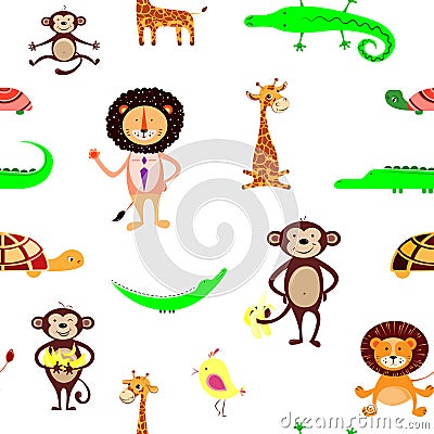 Vector seamless pattern with animals. Vector Illustration