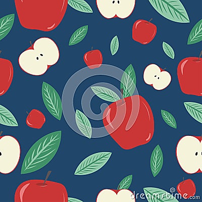 Vector seamless pattern with apples. Apple varieties, cripps pink, empire, fuji, gala, golden, granny smith, Mcintosh Stock Photo