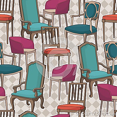 Vector seamless pattern with armchairs. Vector Illustration