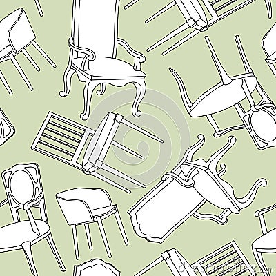 Vector seamless pattern with armchairs. Vector Illustration