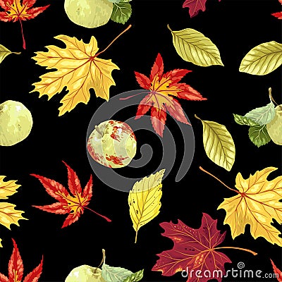 Vector seamless pattern with autumn bouquet Stock Photo