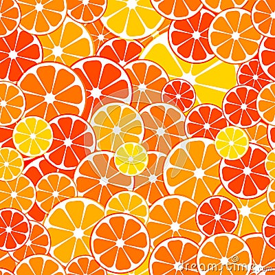 Vector seamless Pattern background. sliced halves of citrus frui Vector Illustration