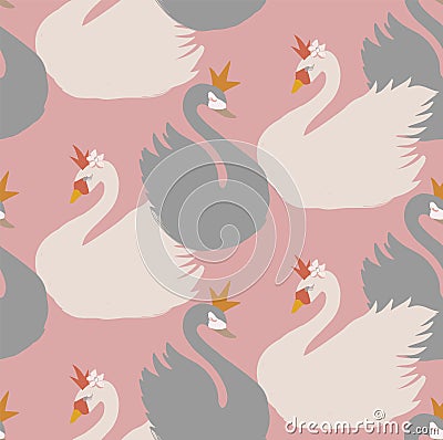 Vector seamless pattern background with swans. Vector Illustration