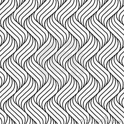 Vector seamless pattern. Background wavy line. Modern waves texture. Intricate pipple curly stripe. Repeating contemporary monochr Vector Illustration