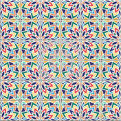 Coloful Vector seamless pattern, based on traditional wall and f Vector Illustration