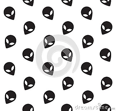 Vector seamless pattern of black alien face Vector Illustration