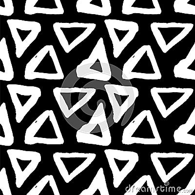 Vector seamless pattern. Black and white painted watercolor points, dots, lines, strips. Vector Illustration