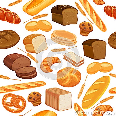 Vector seamless pattern bread Vector Illustration