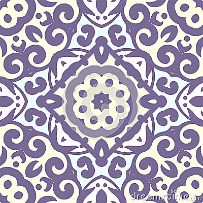 Vector seamless pattern with bright ornament. Tile in Eastern style. Vector Illustration
