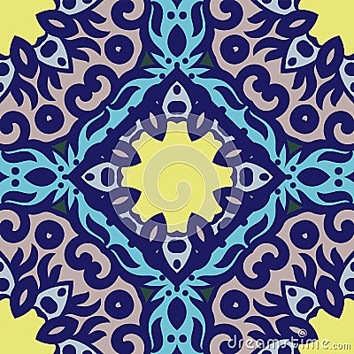 Vector seamless pattern with bright ornament. Tile in Eastern style. Vector Illustration