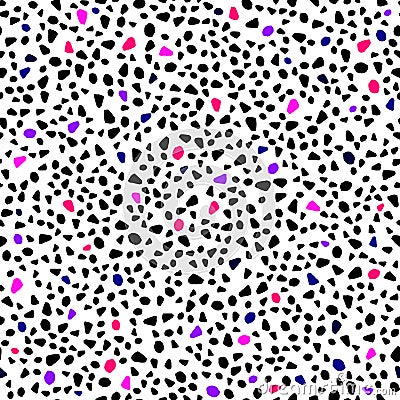 Vector seamless pattern with brush blots .Violet black pink color on white background. Hand painted grange texture. Ink Vector Illustration