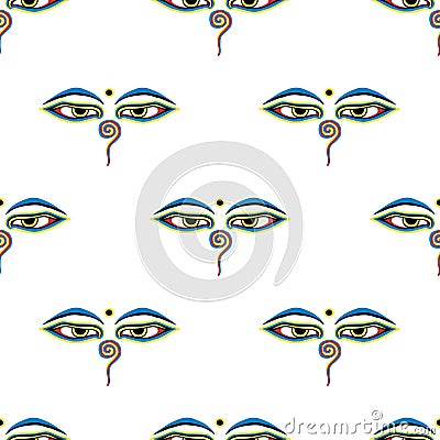Seamless pattern of buddha eyes Vector Illustration