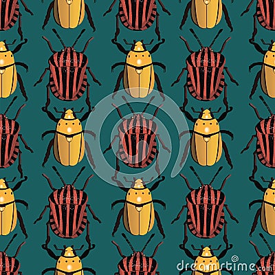 Seamless pattern with bugs, insects background Vector Illustration