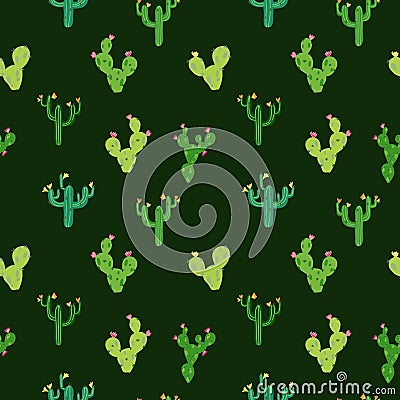 Vector seamless pattern with cactus Vector Illustration