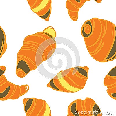Vector seamless pattern with cartoon croissants background Vector Illustration