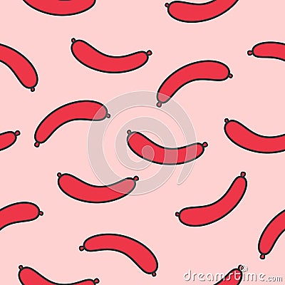 Vector seamless pattern. cartoon Sausage. Stock Photo