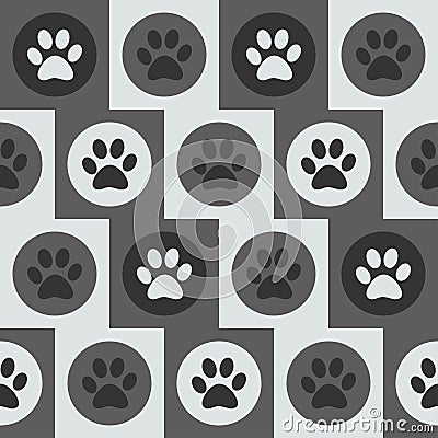 Vector seamless pattern with cat or dog footprints. Vector Illustration