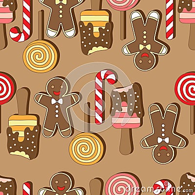 Vector seamless pattern. Christmassy cookies Vector Illustration
