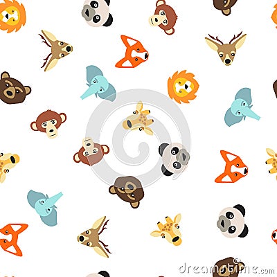 Vector seamless pattern of color animals Vector Illustration