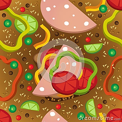 Vector seamless pattern of colored sandwiches. Vector Illustration