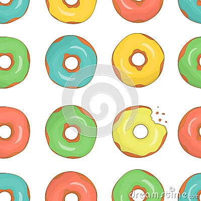 Vector seamless pattern of colorful doughnuts Vector Illustration