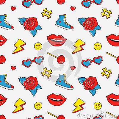 Vector seamless pattern with colorful patches. Vector Illustration