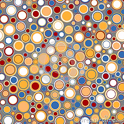 Vector seamless pattern. Consists of geometric elements arranged on a gray background. The elements have round shape. Vector Illustration