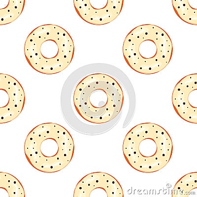 Vector seamless pattern with cream ivory donuts Stock Photo