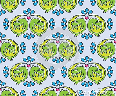 Vector seamless pattern with crocodile. Vector Illustration