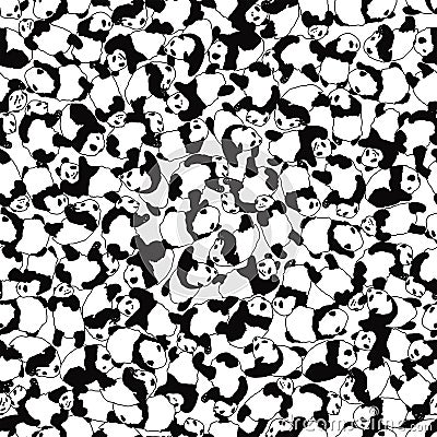 Vector seamless pattern cute baby Panda.Little bear in different poses Vector Illustration