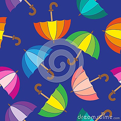 Vector seamless pattern. Cute colorful umbrellas. Vector Illustration