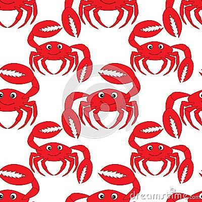 Vector Seamless Pattern with Cute Crabs. Crab Seamless Pattern Vector Illustration. Vector Illustration