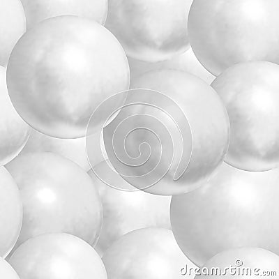 Vector Seamless Pattern, 3D White Balls, Pearly Color, Nuance Background. Vector Illustration