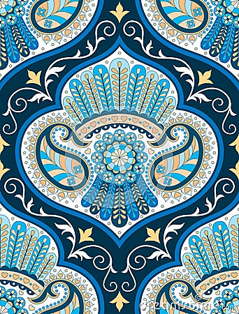 Vector seamless pattern for design template vintage ornate decor. Eastern style element. Luxury oriental decoration Vector Illustration