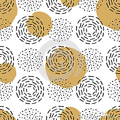 Vector seamless pattern with different round ink elements Vector Illustration