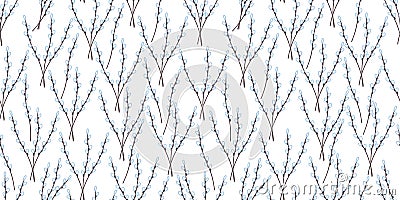 Vector seamless pattern with Easter willow twigs. Vector Illustration