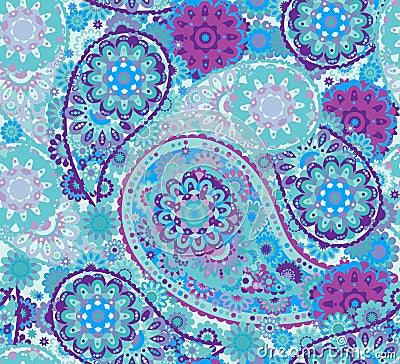 Vector seamless pattern in Eastern style. Colorful element for design. Ornamental lace tracery background. Ornate floral Vector Illustration