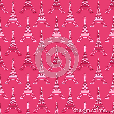 Vector seamless pattern with Eiffel Tower Vector Illustration