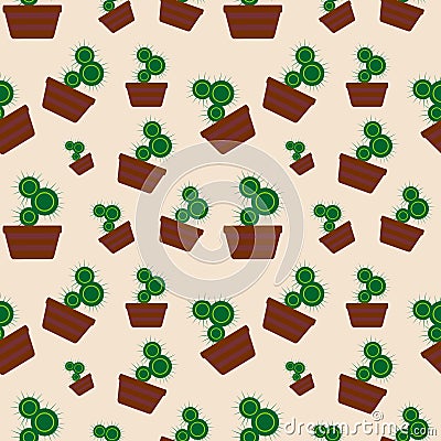 Vector seamless pattern with elements of home cactus Vector Illustration