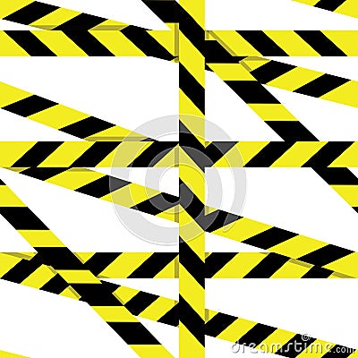 Vector seamless pattern: Entrance prohibited background seamless yellow warning caution ribbon tape vector on white background Vector Illustration