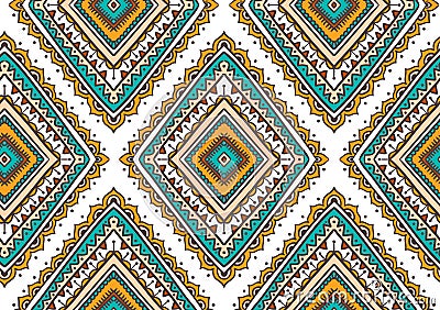 Vector seamless pattern with ethnic tribal ornamental rhombuses . Boho and hippie stylish background. Vector Illustration