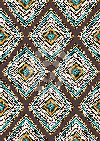 Vector seamless pattern with ethnic tribal ornamental rhombuses. Vector Illustration