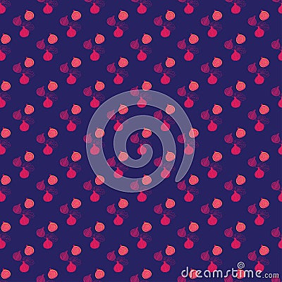 Vector seamless pattern of figs, design colorful abstract illustration. Whole and sliced pink fig fruits on blue background for Vector Illustration