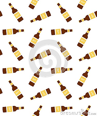 Vector seamless pattern of flat beer bottle Vector Illustration